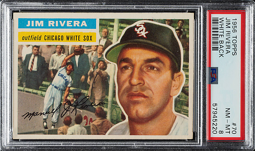 1956 Topps #70 Jim Rivera White Back PSA NM-MT 8