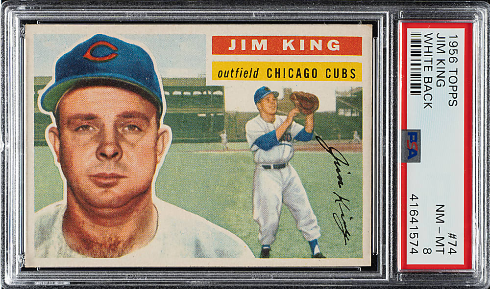 1956 Topps #74 Jim King White Back PSA NM-MT 8
