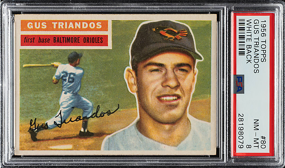 1956 Topps #80 Gus Triandos White Back PSA NM-MT 8