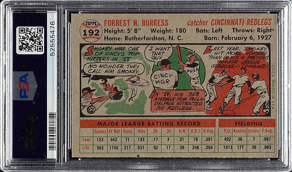 1956 Topps #192 Smoky Burgess PSA NM-MT 8
