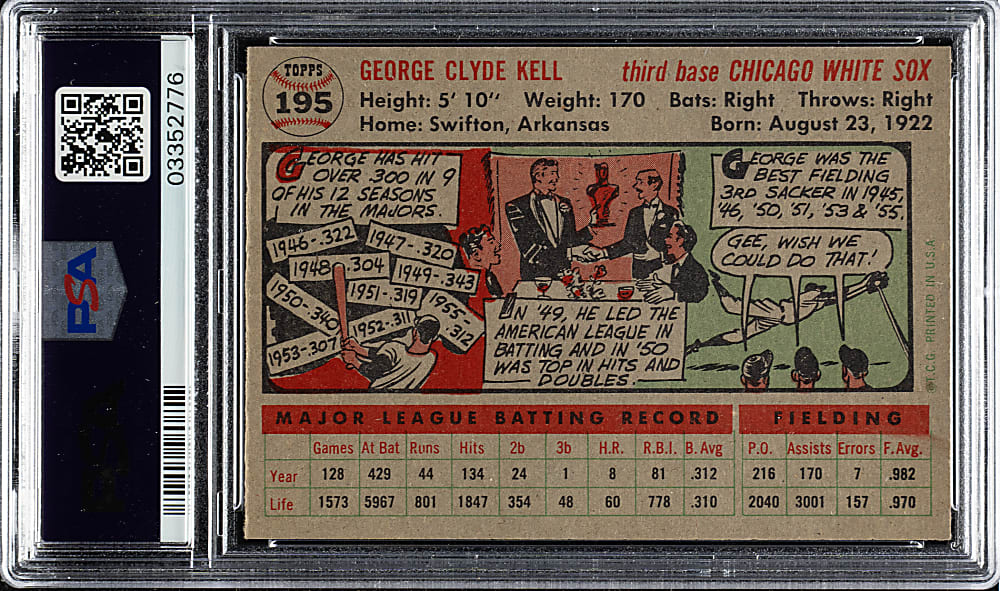 1956 Topps #195 George Kell PSA NM-MT 8