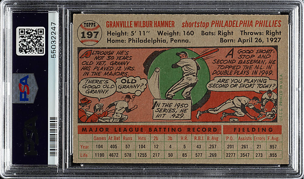 1956 Topps #197 Granny Hamner PSA NM-MT 8