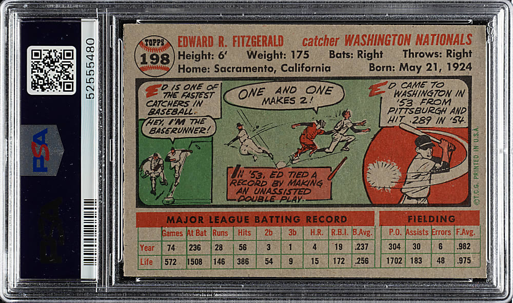 1956 Topps #198 Ed Fitzgerald PSA NM-MT 8