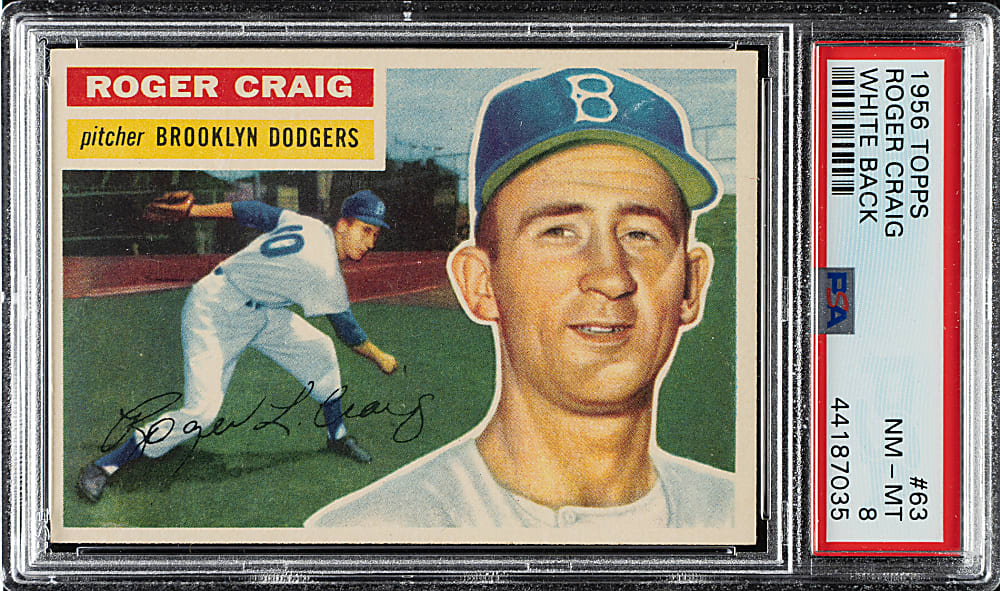 1956 Topps #63 Roger Craig White Back PSA NM-MT 8
