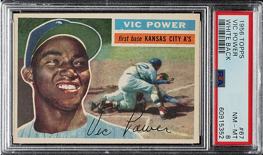 1956 Topps #67 Vic Power White Back PSA NM-MT 8