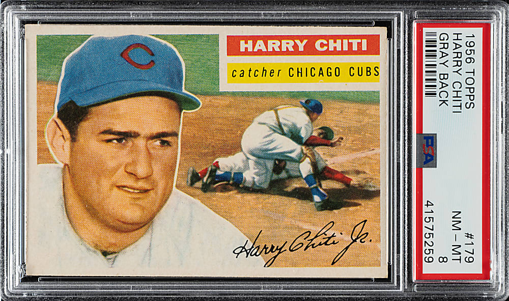 1956 Topps #179 Harry Chiti Gray Back PSA NM-MT 8