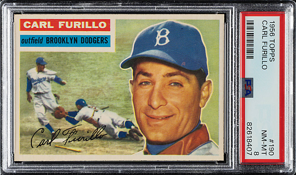 1956 Topps #190 Carl Furillo PSA NM-MT 8