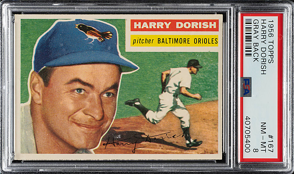 1956 Topps #167 Harry Dorish Gray Back PSA NM-MT 8