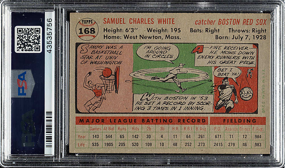 1956 Topps #168 Sammy Gray Back PSA NM-MT 8