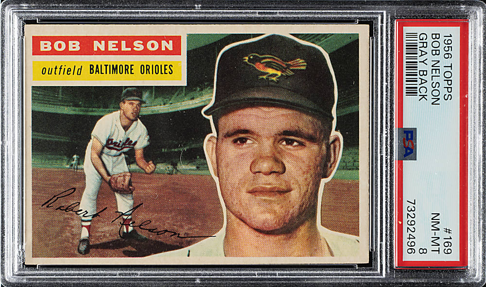 1956 Topps #169 Bob Nelson Gray Back PSA NM-MT 8