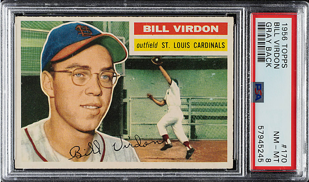 1956 Topps #170 Bill Virdon Gray Back PSA NM-MT 8