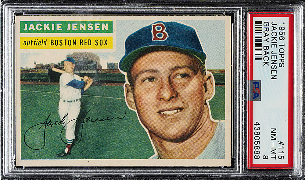 1956 Topps #115 Jackie Jensen Gray Back PSA NM-MT 8