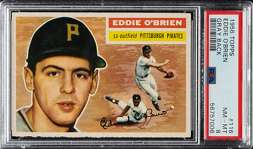 1956 Topps #116 Eddie O'Brien Gray Back PSA NM-MT 8