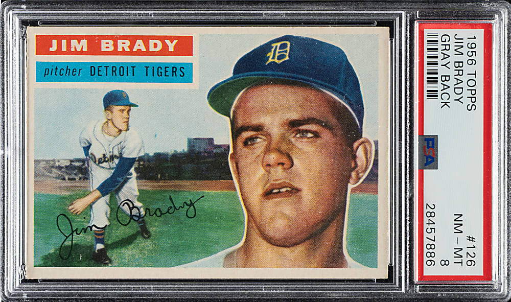 1956 Topps #126 Jim Brady Gray Back PSA NM-MT 8