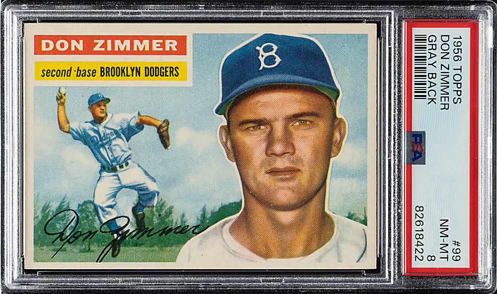 1956 Topps #99 Don Zimmer Gray Back PSA NM-MT 8
