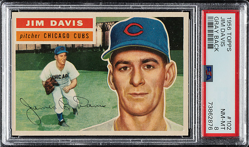 1956 Topps #102 Jim Davis Gray Back PSA NM-MT 8