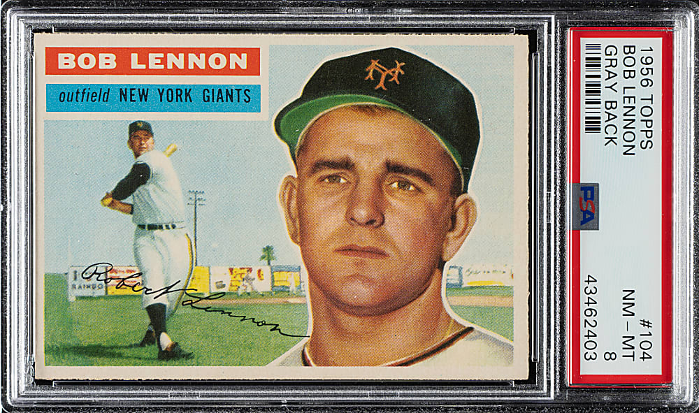 1956 Topps #104 Bob Lennon Gray Back PSA NM-MT 8
