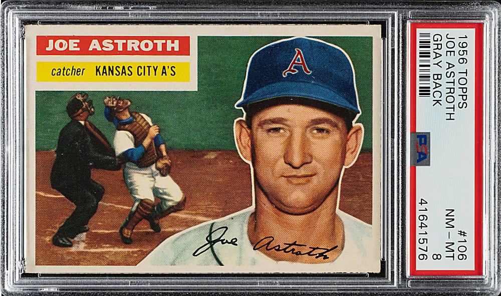 1956 Topps #106 Joe Astroth Gray Back PSA NM-MT 8