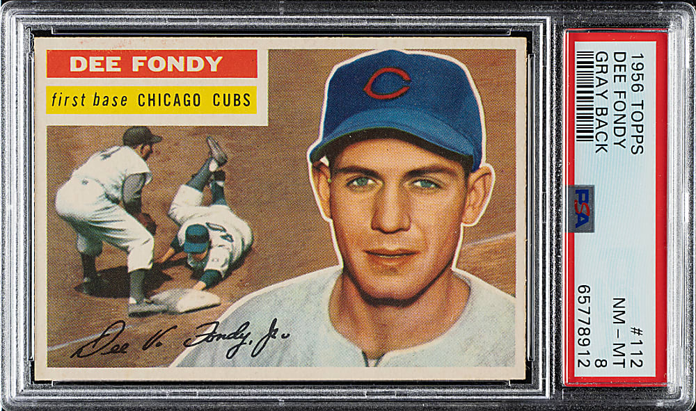 1956 Topps #112 Dee Fondy Gray Back PSA NM-MT 8
