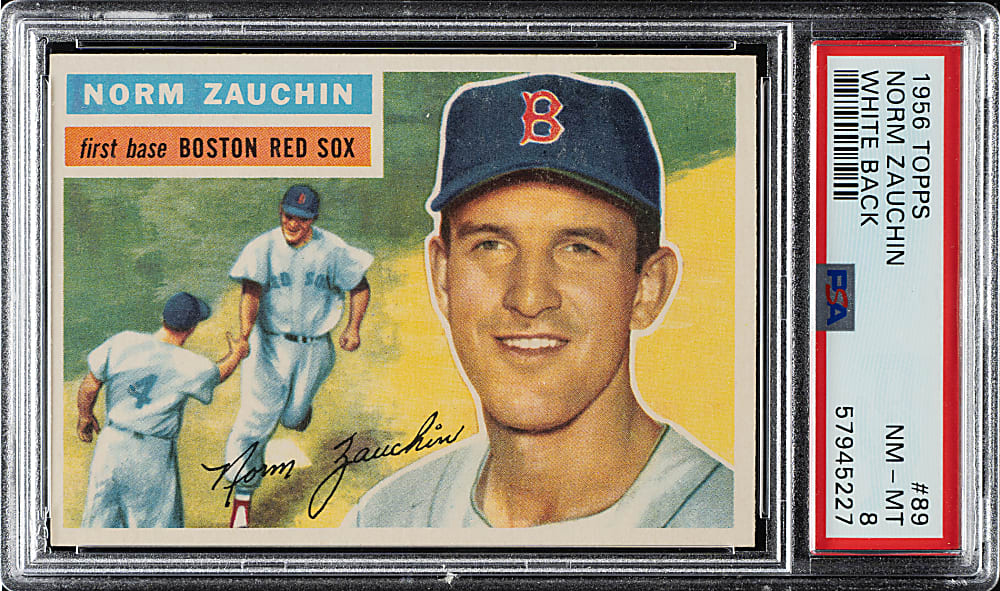 1956 Topps #89 Norm Zauchin White Back PSA NM-MT 8