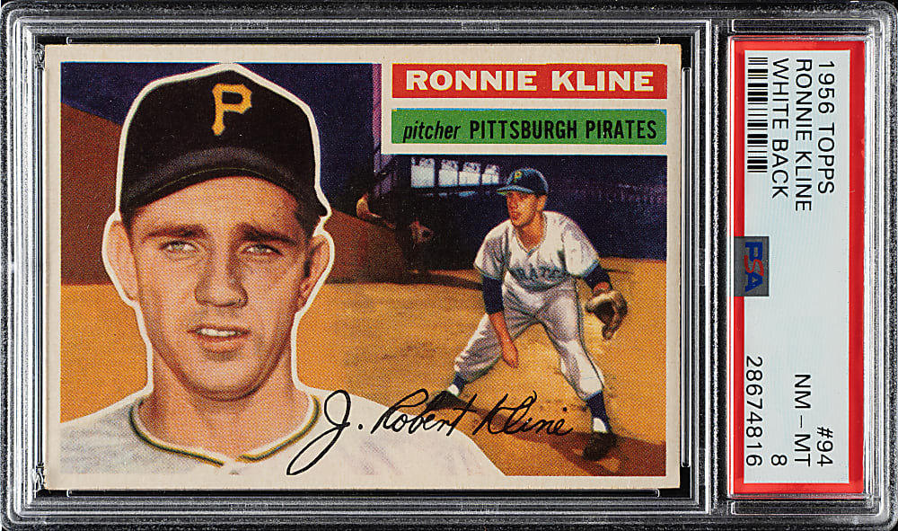 1956 Topps #94 Ronnie Kline White Back PSA NM-MT 8