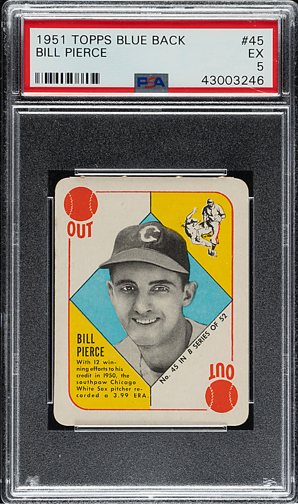1951 Topps Blue Back #45 Bill Pierce PSA EX 5