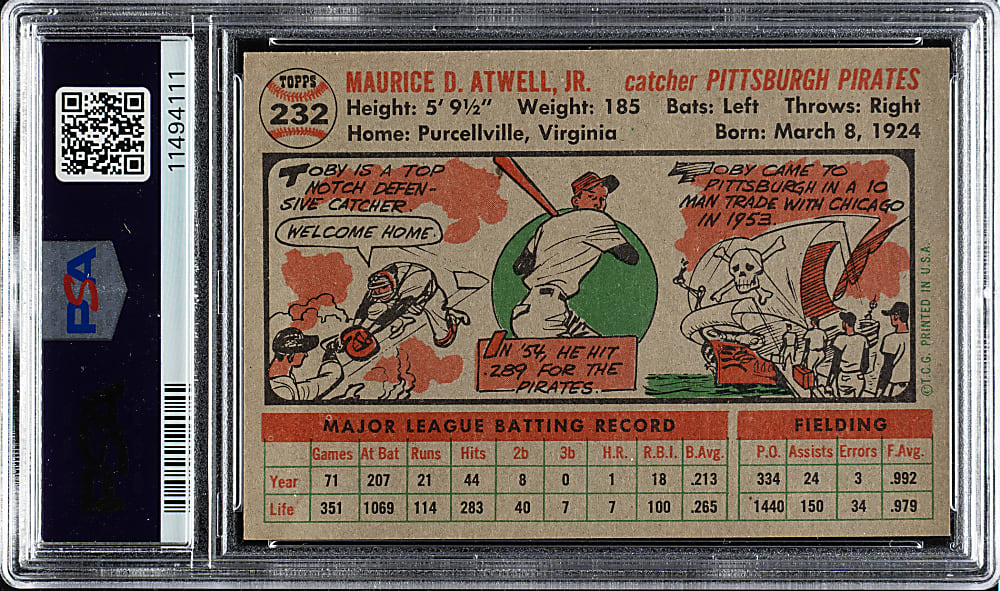 1956 Topps #232 Toby Atwell PSA NM-MT 8