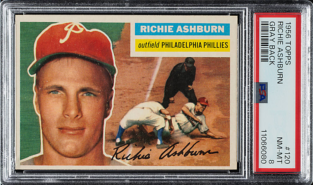 1956 Topps #120 Richie Ashburn Gray Back PSA NM-MT 8