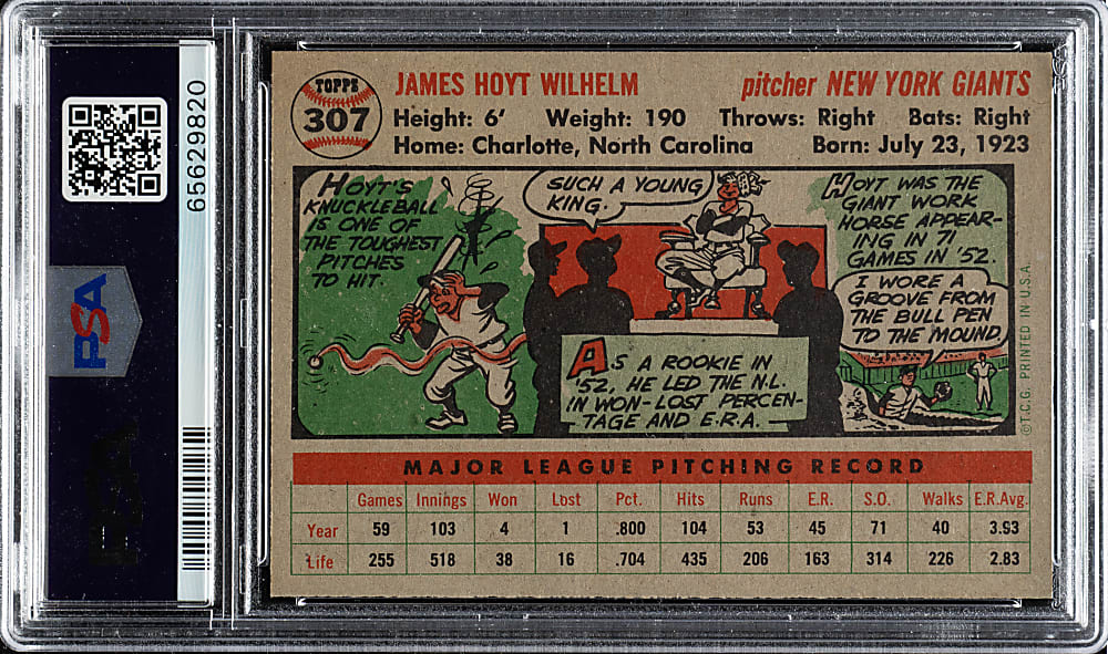 1956 Topps #307 Hoyt Wilhelm PSA NM-MT 8