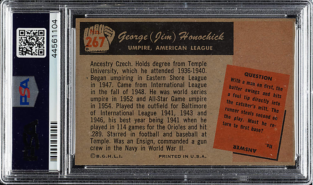 1955 Bowman #267 Jim Honochick PSA NM 7