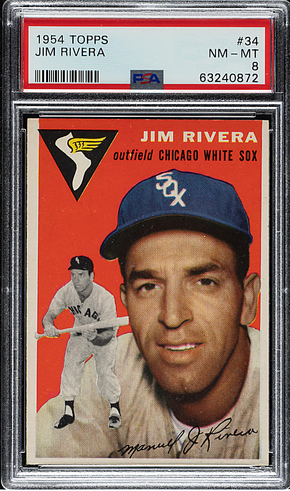 1954 Topps #34 Jim Rivera PSA NM-MT 8