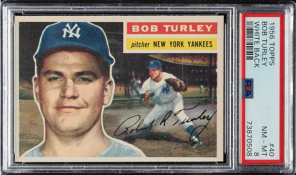 1956 Topps #40 Bob Turley White Back PSA NM-MT 8