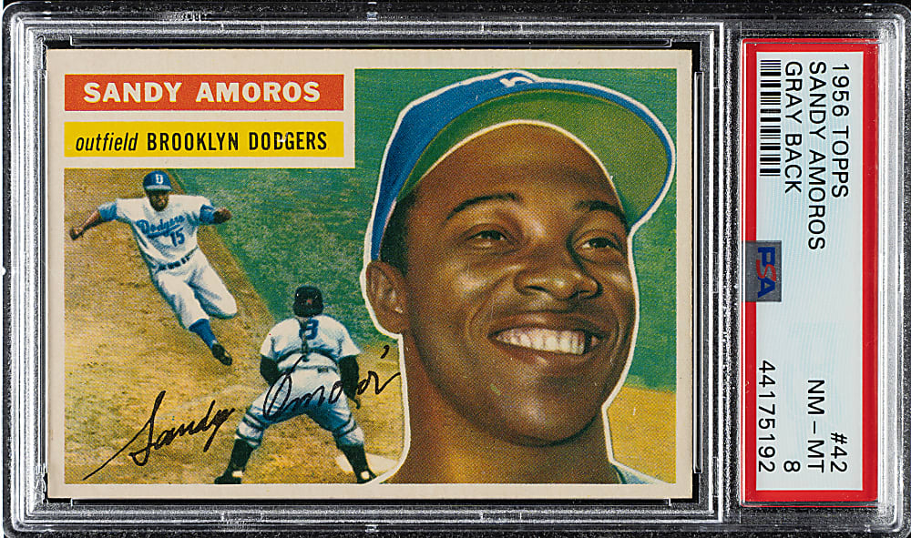 1956 Topps #42 Sandy Amoros Gray Back PSA NM-MT 8