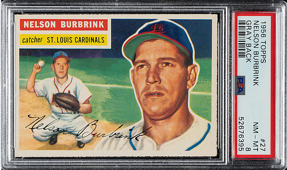 1956 Topps #27 Nelson Burbrink Gray Back PSA NM-MT 8