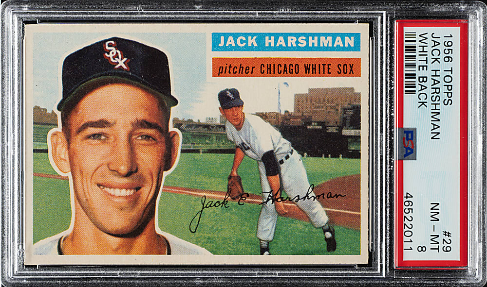 1956 Topps #29 Jack Harshman White Back PSA NM-MT 8