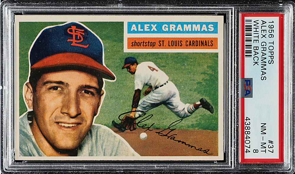 1956 Topps #37 Alex Grammas White Back PSA NM-MT 8