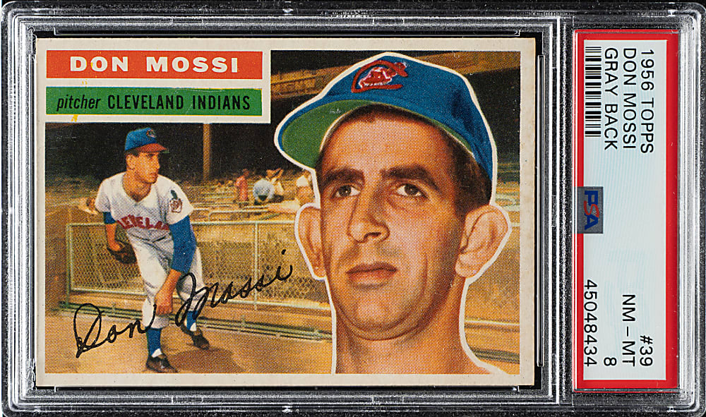 1956 Topps #39 Don Mossi Gray Back PSA NM-MT 8