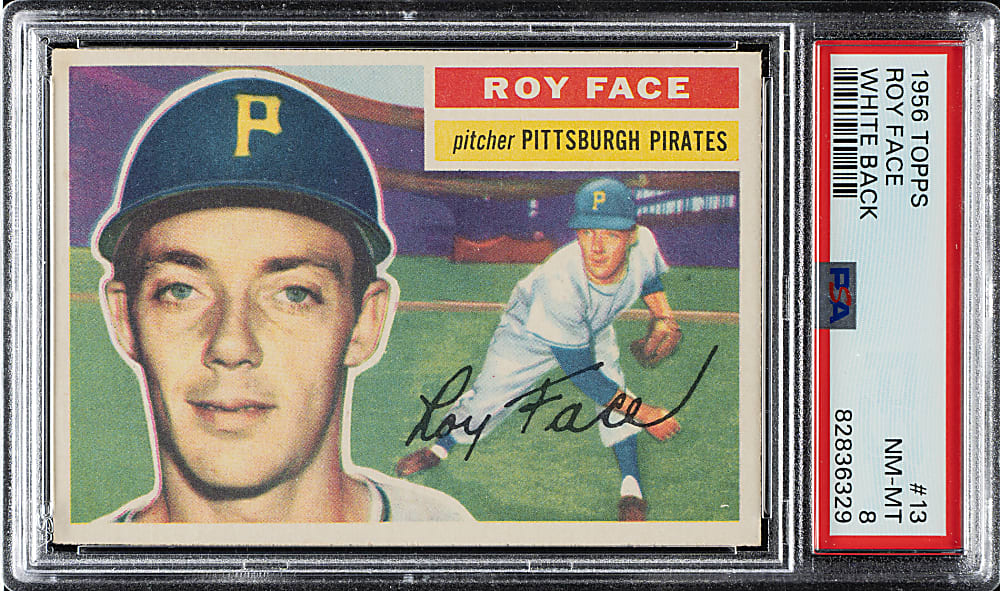 1956 Topps #13 Roy Face White Back PSA NM-MT 8