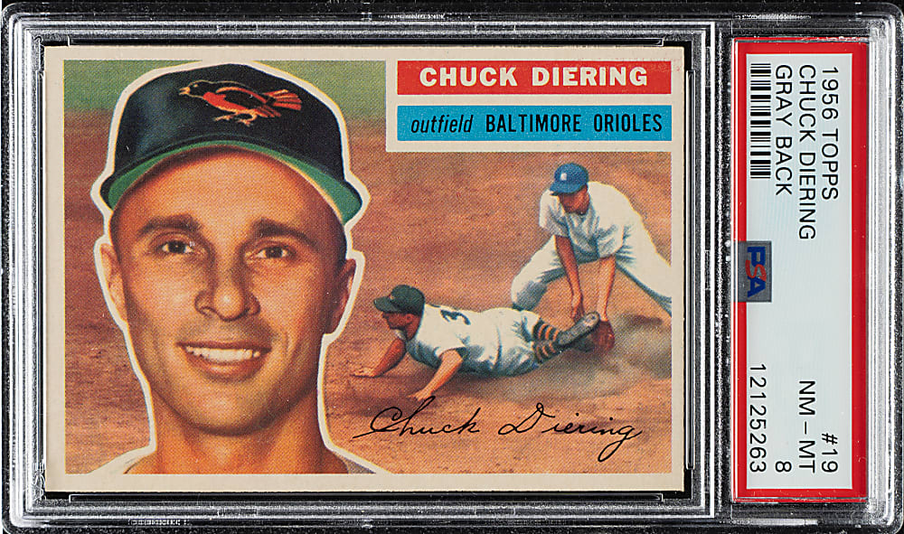 1956 Topps #19 Chuck Diering Gray Back PSA NM-MT 8