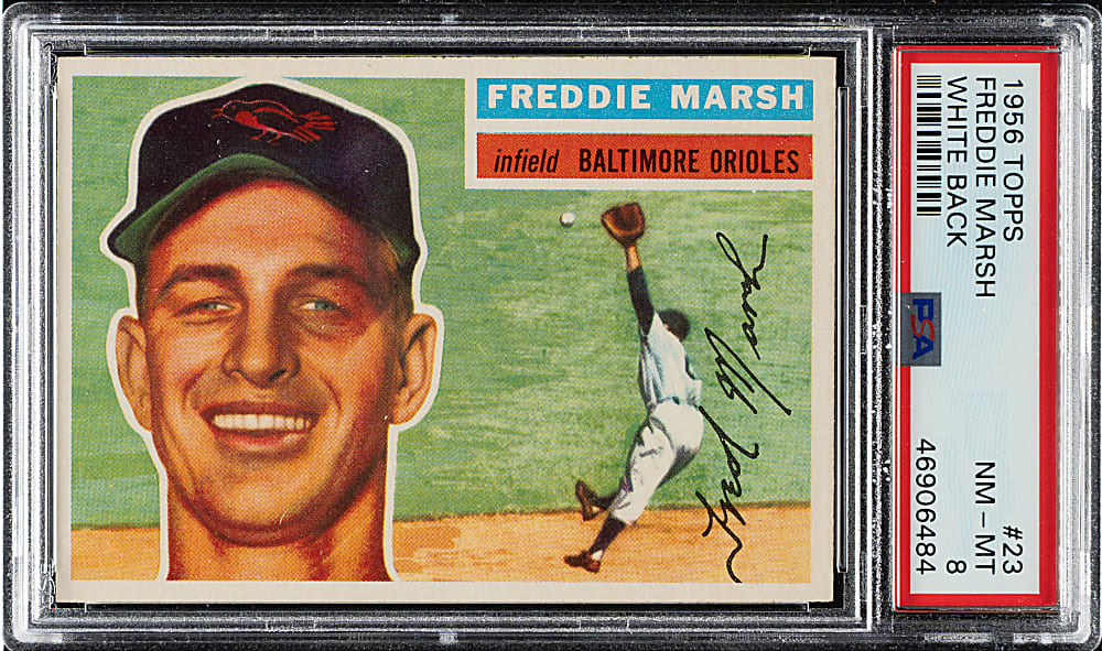 1956 Topps #23 Freddie Marsh White Back PSA NM-MT 8