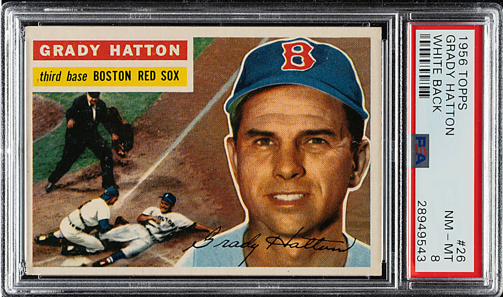 1956 Topps #26 Grady Hatton White Back PSA NM-MT 8