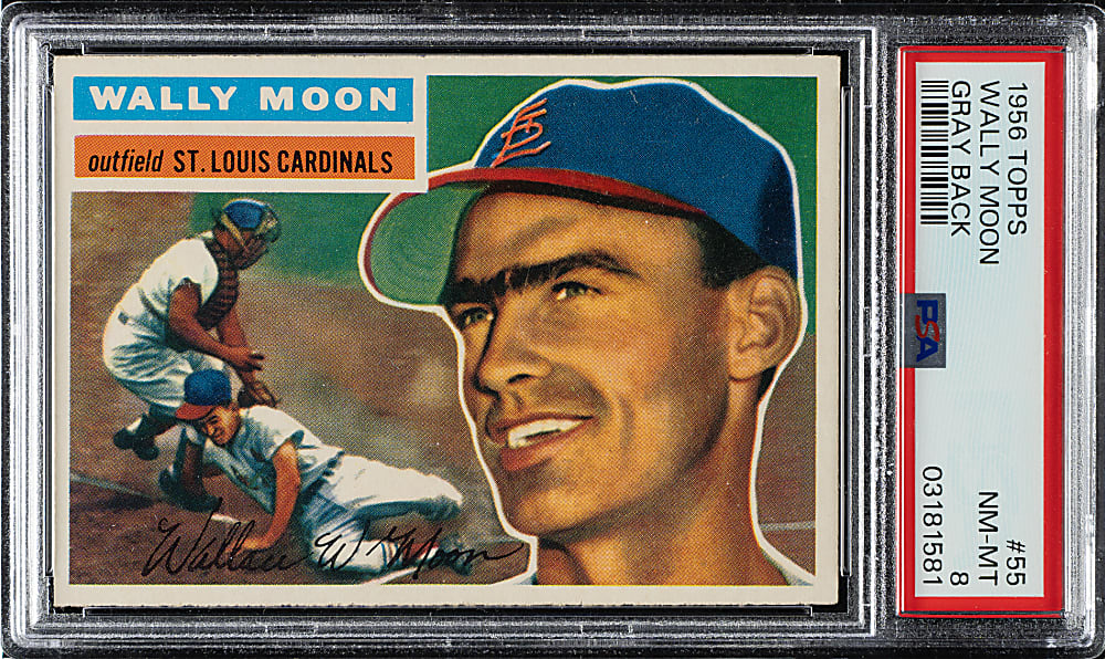 1956 Topps #55 Wally Moon Gray Back PSA NM-MT 8