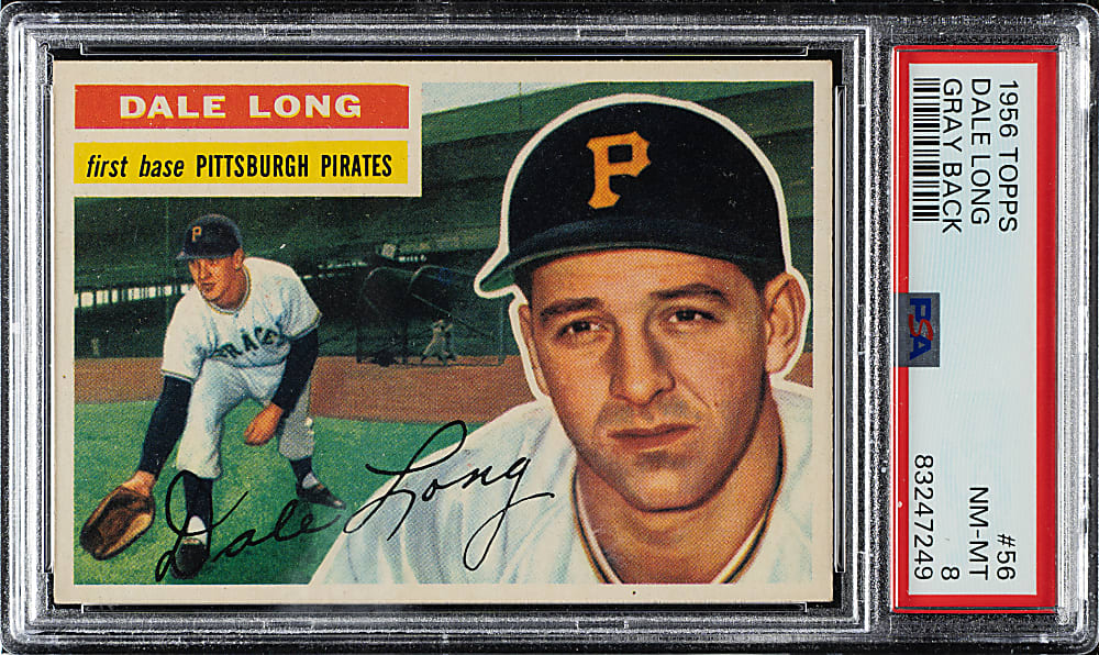 1956 Topps #56 Dale Long Gray Back PSA NM-MT 8