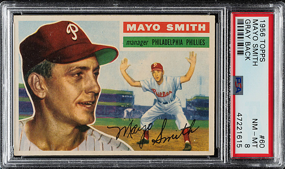 1956 Topps #60 Mayo Smith Gray Back PSA NM-MT 8