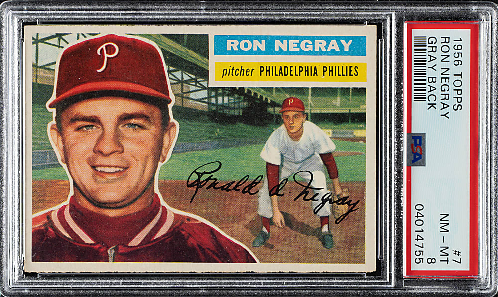 1956 Topps #7 Ron Negray Gray Back PSA NM-MT 8