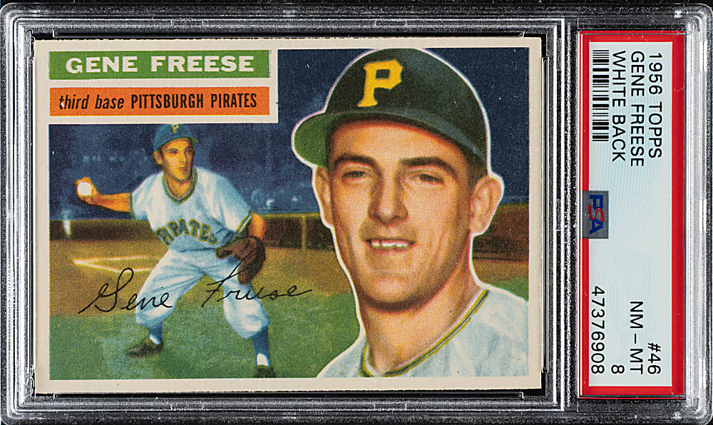 1956 Topps #46 Gene Freese White Back PSA NM-MT 8