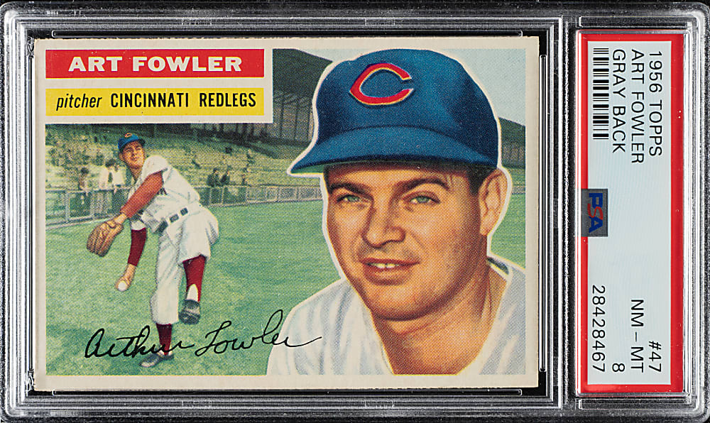 1956 Topps #47 Art Fowler Gray Back PSA NM-MT 8