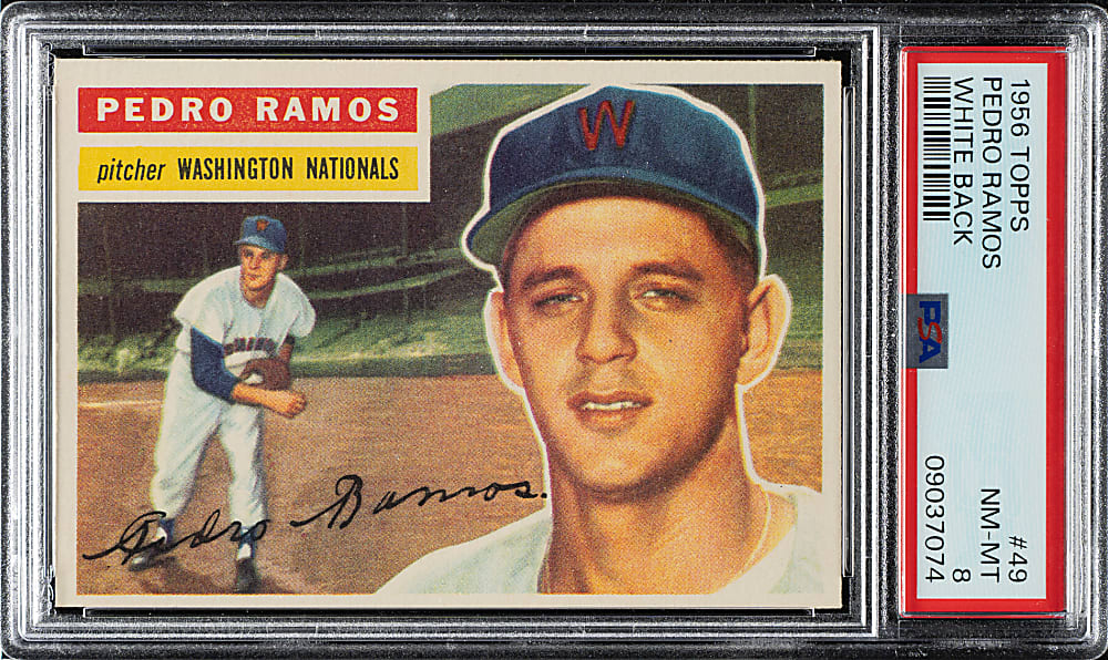 1956 Topps #49 Pedro Ramos White Back PSA NM-MT 8