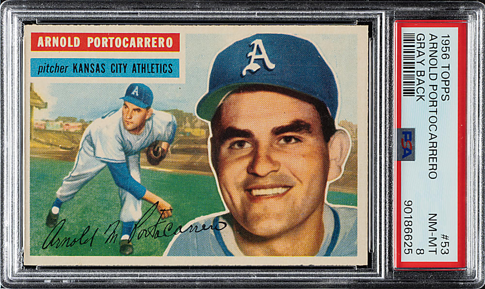1956 Topps #53 Arnold Portocarrero Gray Back PSA NM-MT 8