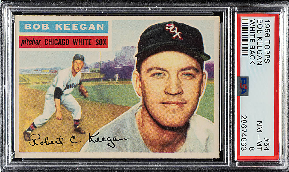 1956 Topps #54 Bob Keegan White Back PSA NM-MT 8